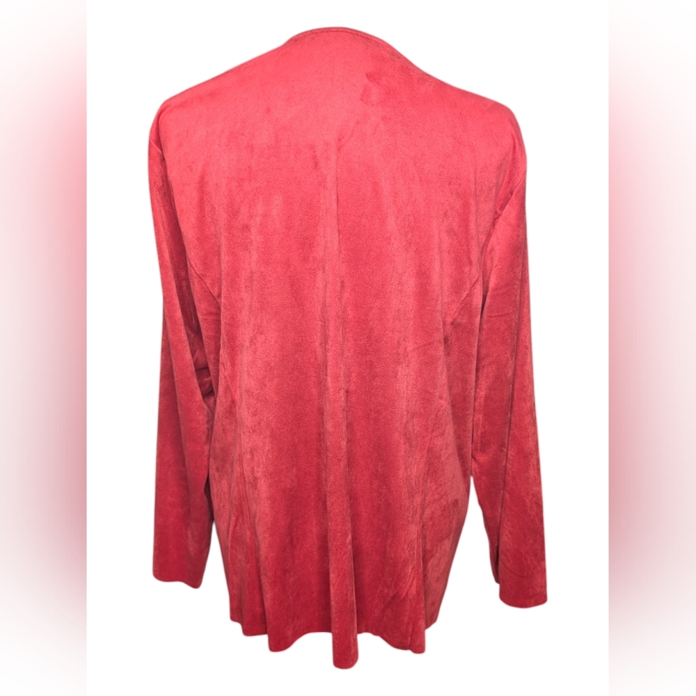 Alfred Dunner Women’s 18W Red Open-Front Drape Cardigan - Picture 5 of 12